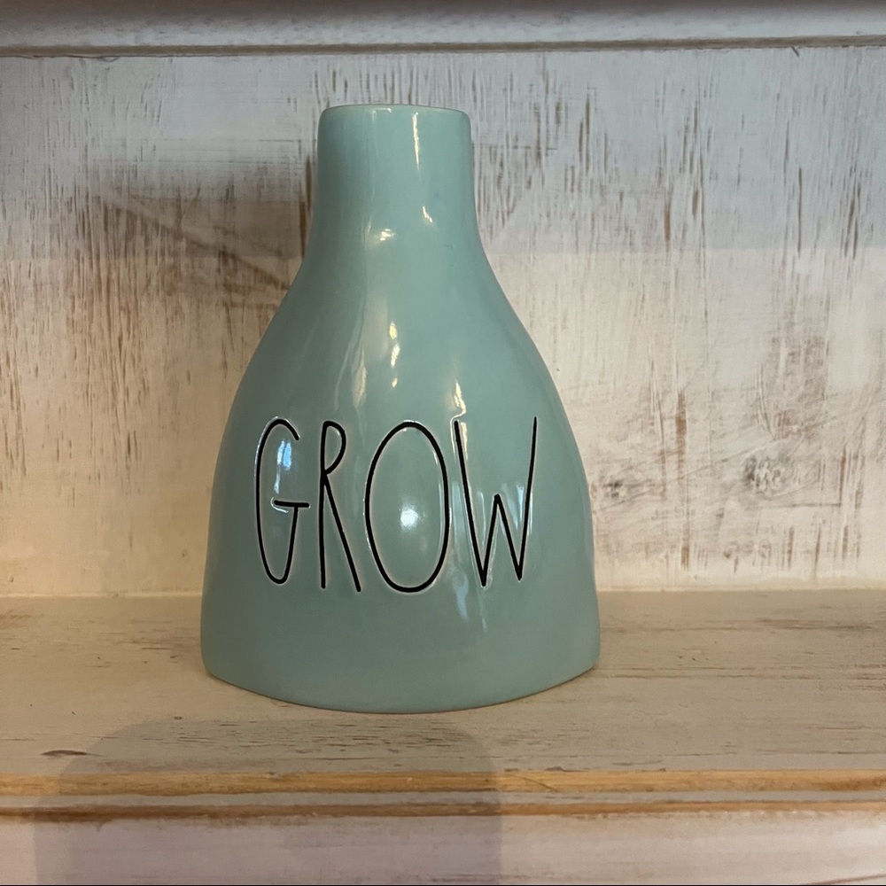 Rae Dunn GROW Light Blue Vase NWT 5.5” Tall